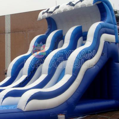 Blue Ocean Theme Wave Marble Inflatable Slide